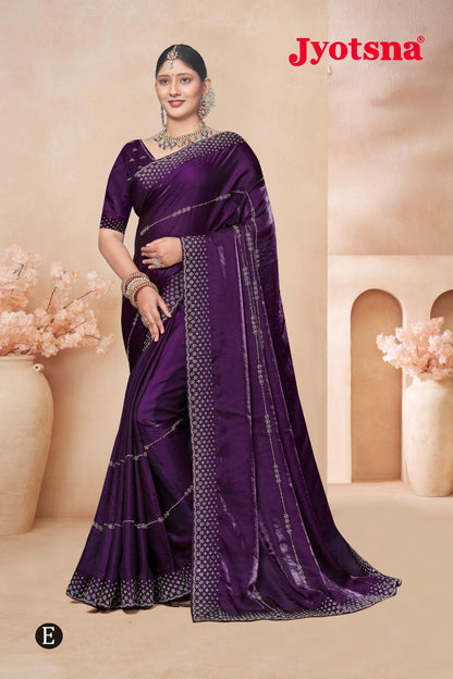 FENDY CRUSH EBRODIERY SAREE- lavendar