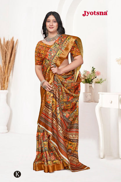 Kalamkari Silk Saree - Brown