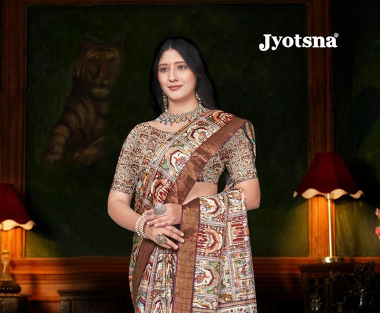 Kalamkari Silk Saree - Creme