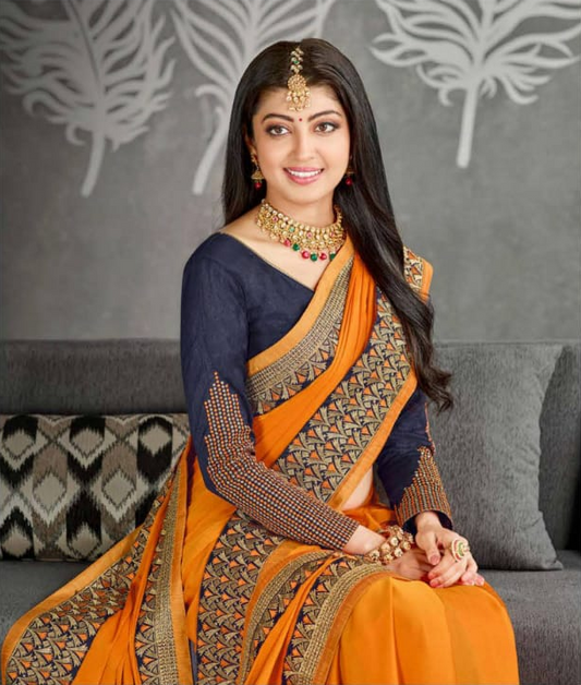 Pratiba Subash Kanjivaram Silk Saree - Orange