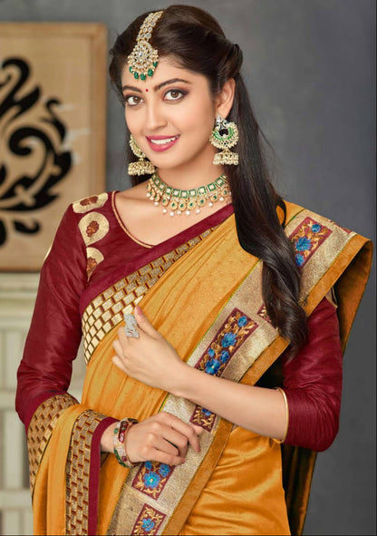 Pratiba Subash Kanjivaram Silk Saree - Yellow