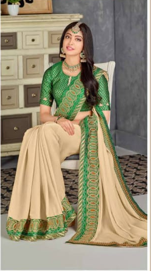 Pratiba Subash Kanjivaram Silk Saree - Creme