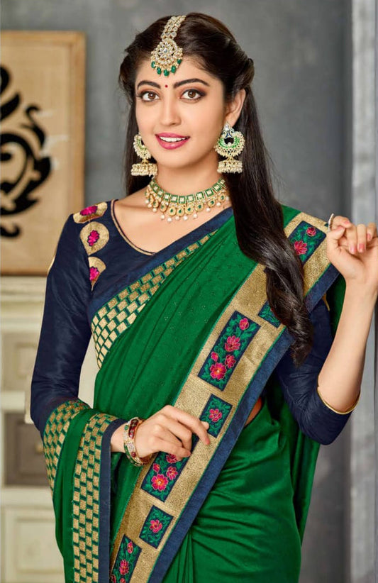Pratiba Subash Kanjivaram Silk Saree - Mehendi Green