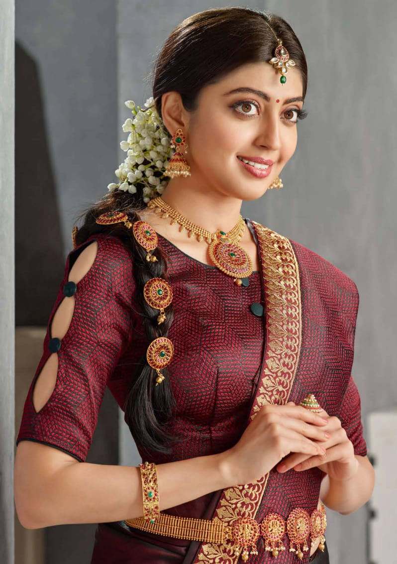 Pratiba Subash Kanjivaram Silk Saree - Wine
