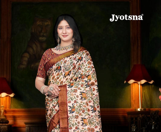 Kalamkari Silk Saree - Off white