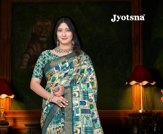 Kalamkari Silk Saree - sky blue