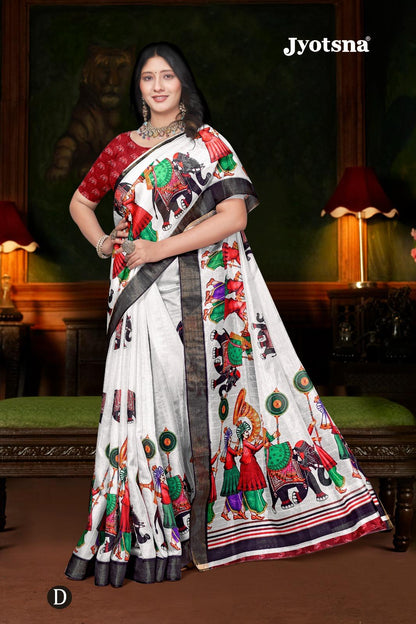 Kalamkari Silk Saree - white